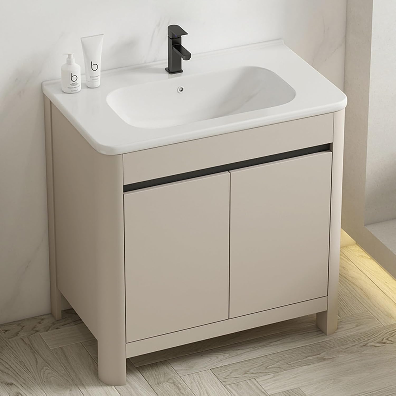 Sink with Sink and Tap, Ceramic Sink with Fitting, Freestanding