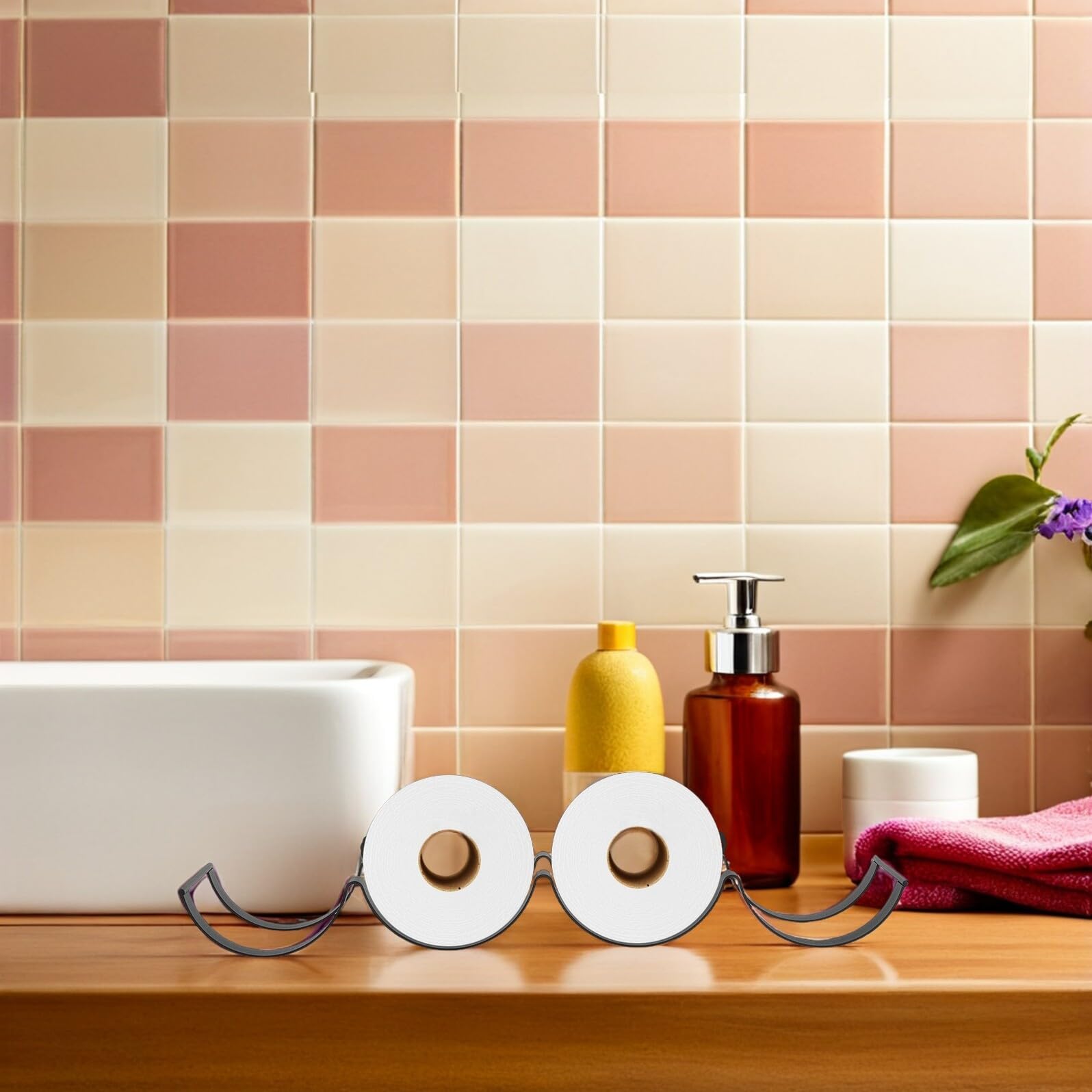 ibasenice Porte-Rouleau Forme Nuage Ondulé Noir de Papier Toilette Mural Rangement Gain de Place Résistant la Déformation pour Salle de Bain Moderne