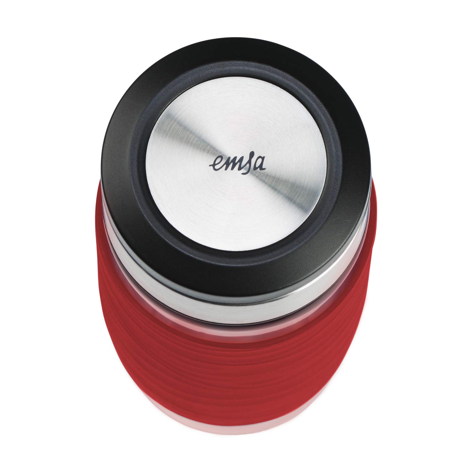 EMSA Tea Mug verre Rouge 0,4 L, Verre double paroi haute qualité, Manchon silicone, Infusion parfaite du thé, Filtre 2-en-1, 100 % étanche, 100 % sûr N2080400