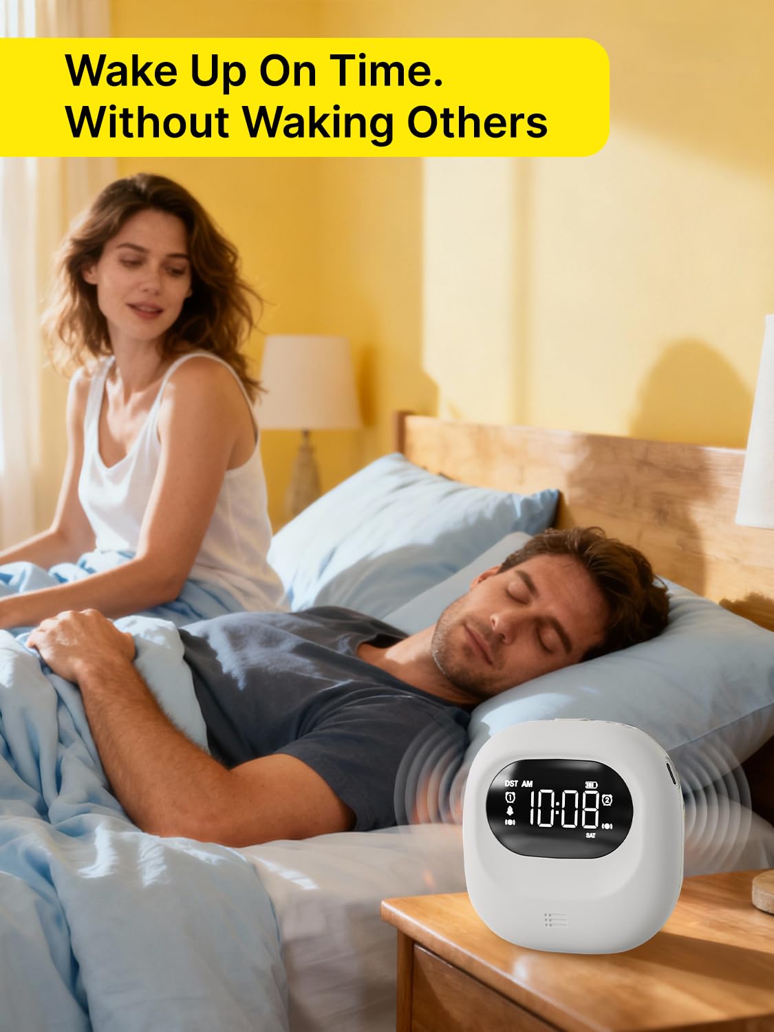 ROCAM Sveglia vibrante ricaricabile da letto, 3000 mAh, doppia sveglia portatile sotto il cuscino per adolescenti, adulti, persone sorde, 160 giorni in standby per viaggi, dormitorio, uso domestico