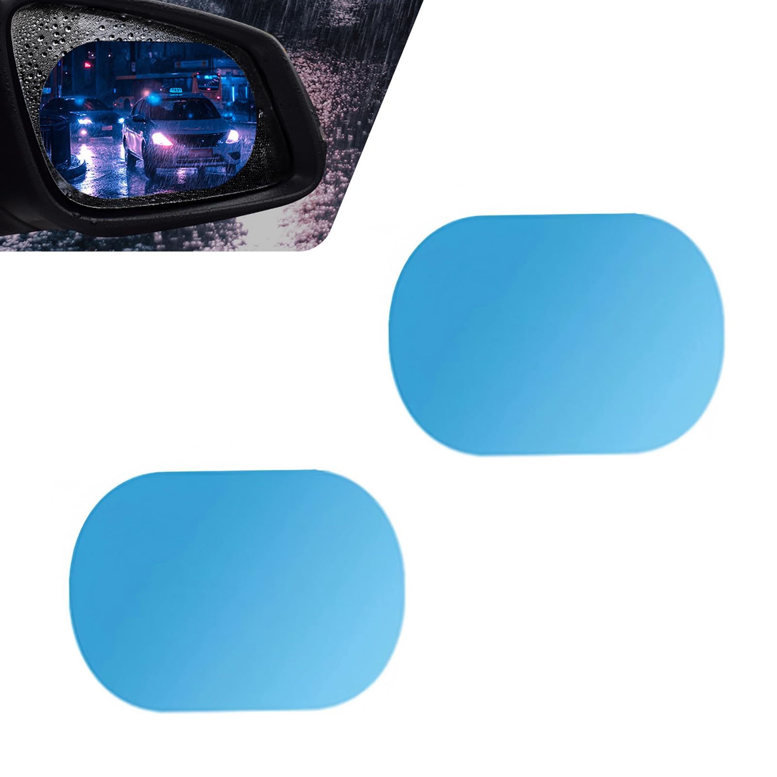 Pack of 2 Car Rear View Mirror Waterproof Film Anti Fog Glare Rear View Mirror Sticker HD Protective