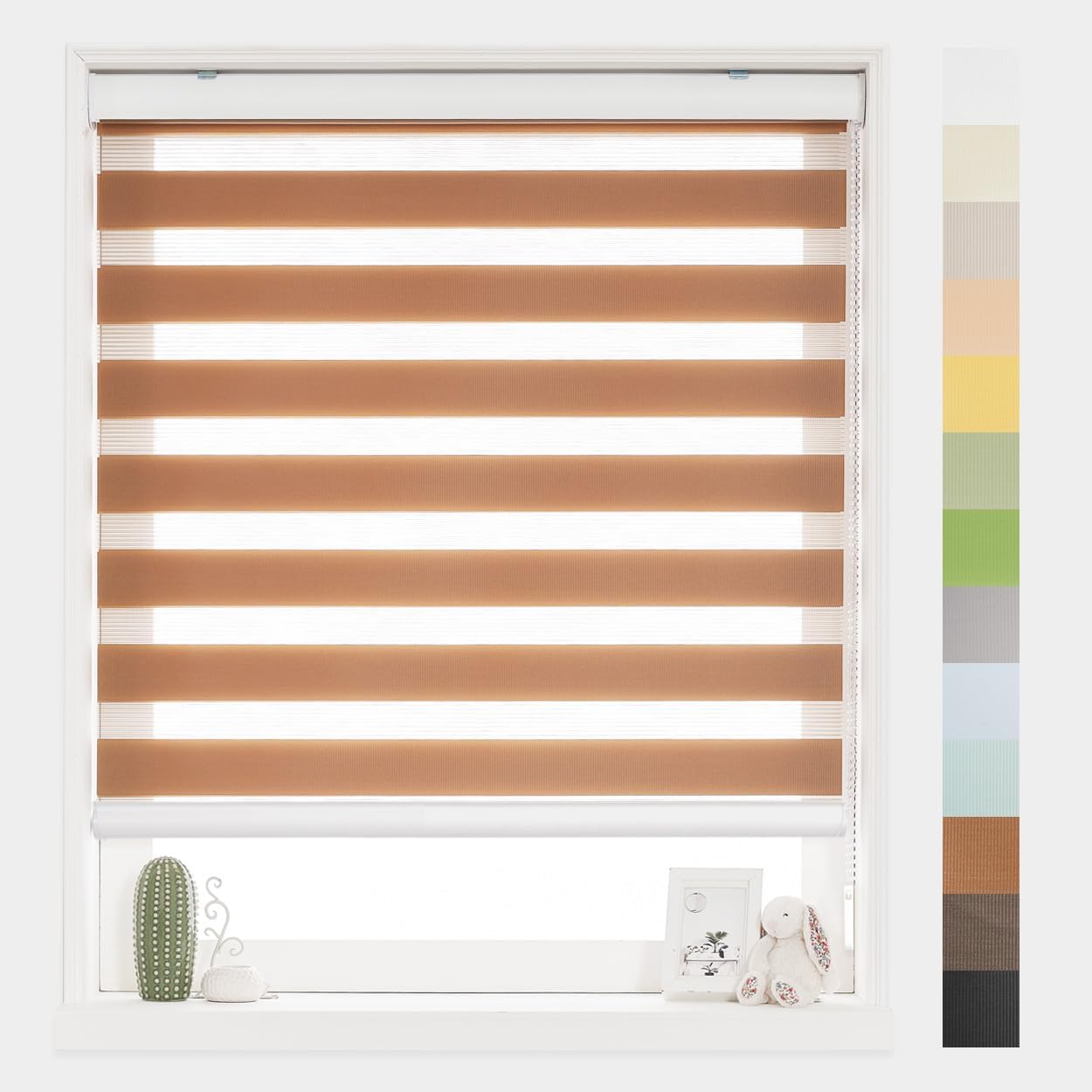 Foiresoft Custom Zebra Blinds for Windows, Light Filtering Day Night Dual Layer Blinds for Home & Office, Adjustable Privacy, Made to Order for Inside or Outside Mount