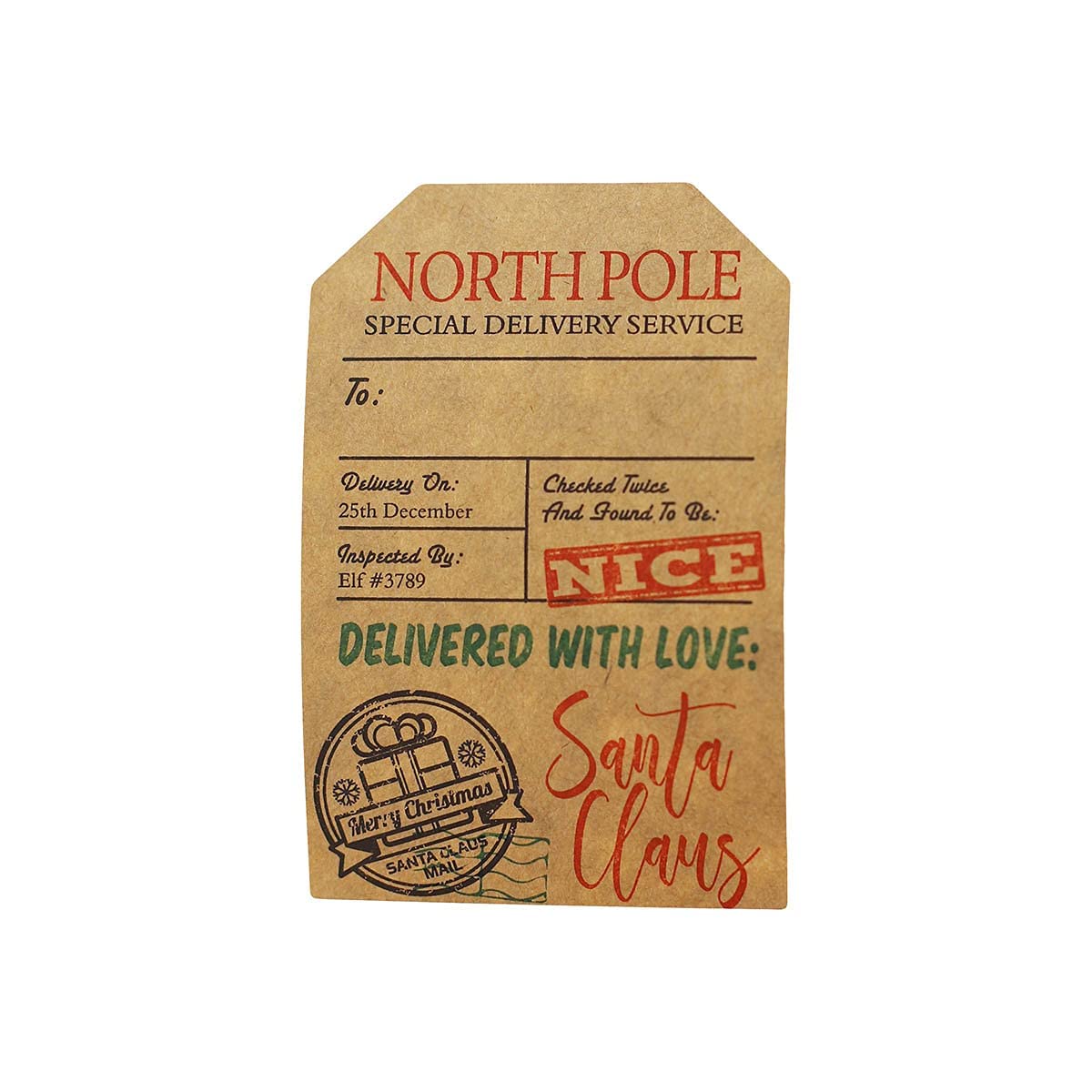 Etichette adesive per regali di Natale, in carta kraft naturale, 5 x 7 cm, 100 etichette totali
