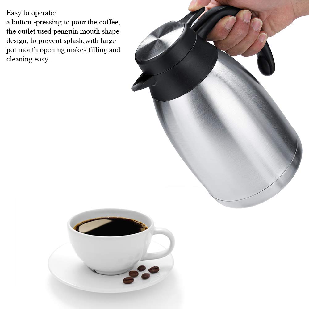 Jarra de café al vacío con Aislamiento térmico de Acero Inoxidable, Termo de Acero Inoxidable para café, té, Agua(1,5 litros)