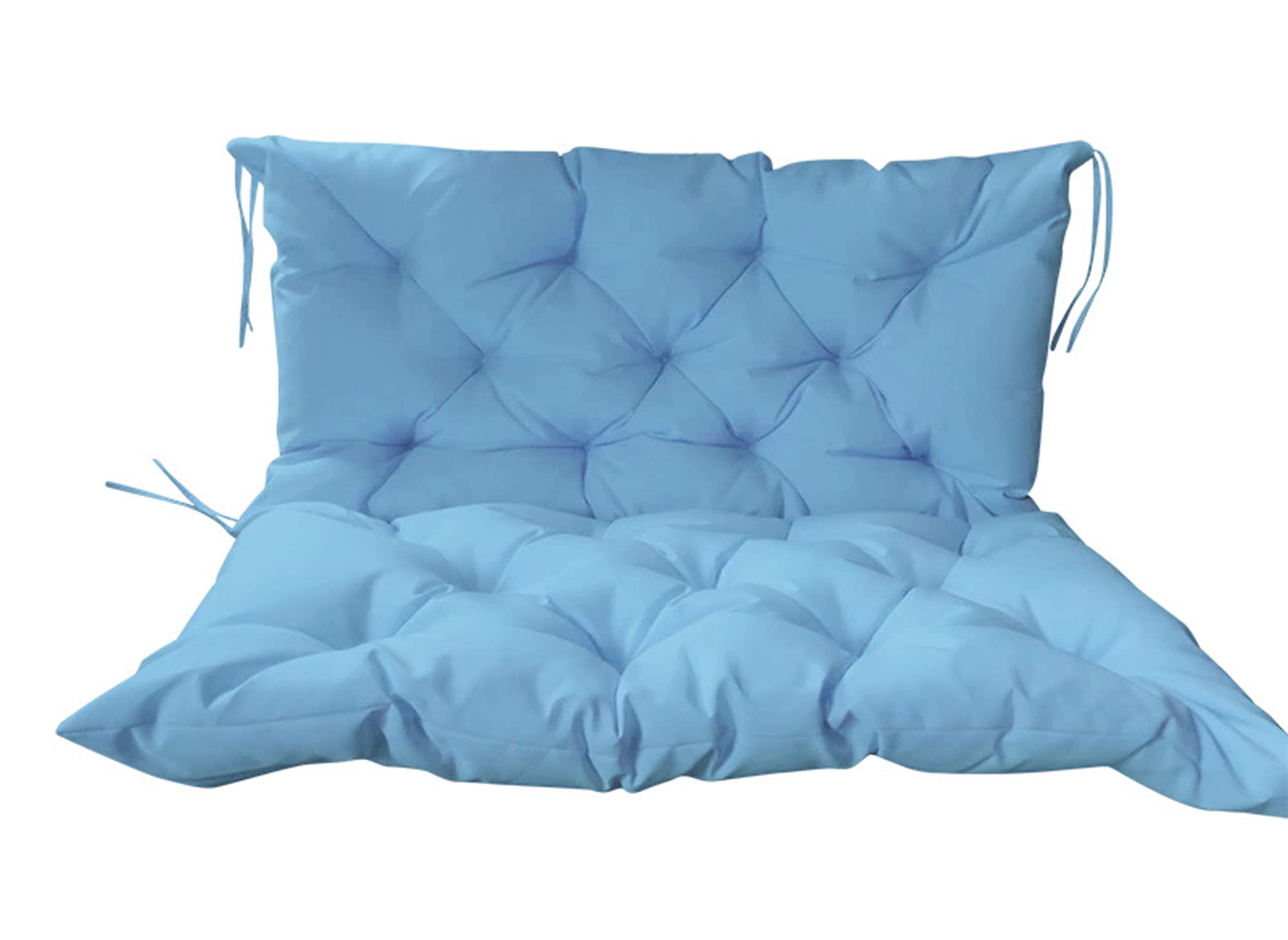 Coussin de banc moelleux bleu avec dossier intégré de 10 cm d'épaisseur