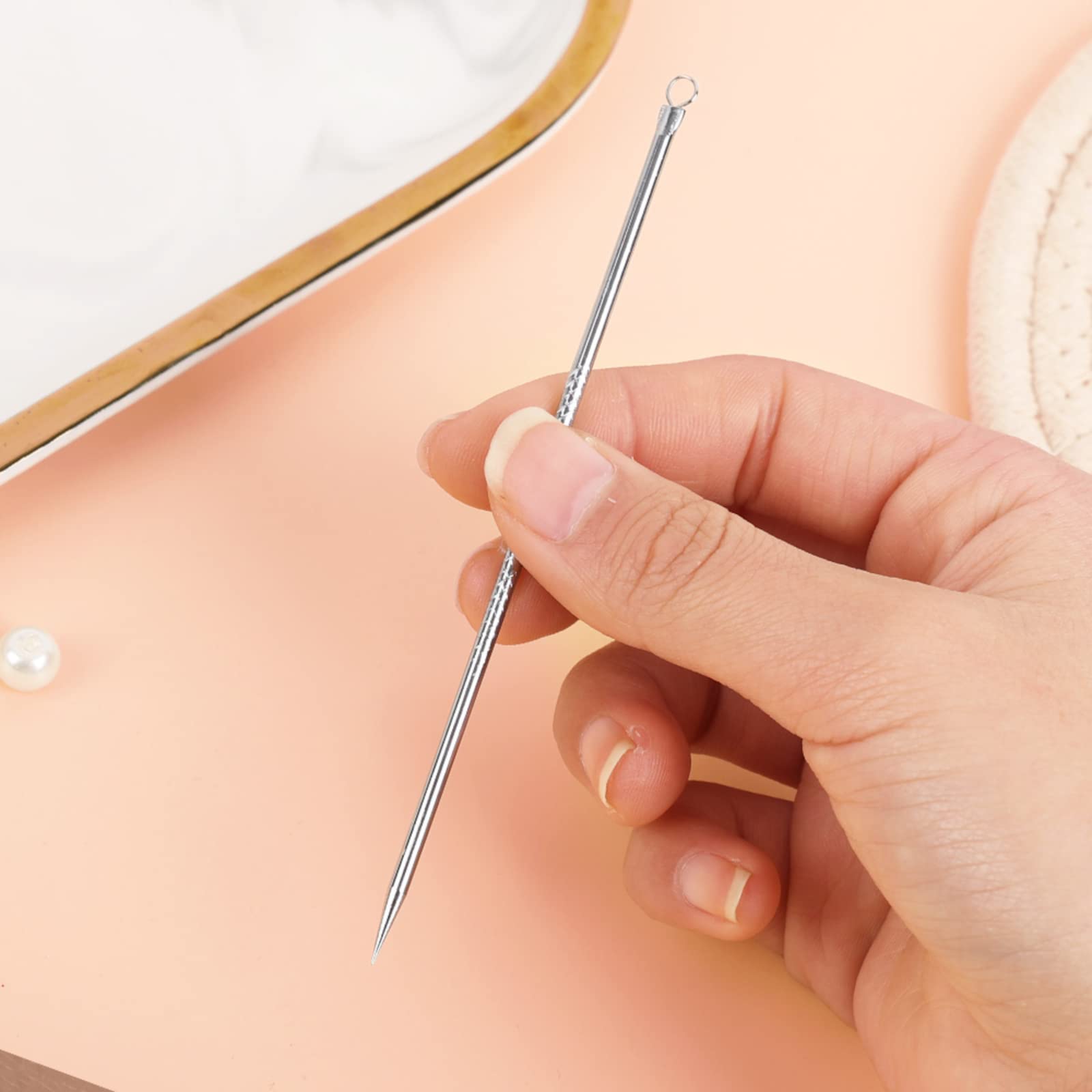 100x Mitesserentferner 4er Set aus Edelstahl Silber Blackhead Remover Porenreiniger für Behandlung v. Pickeln und Akne (100x Set)