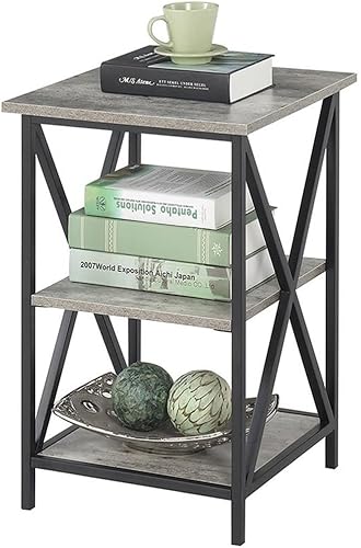 Miniatura 19 de Convenience Concepts Tucson - Mesa auxiliar con estantes, mármol sintético gris/negro Mármol de imitación