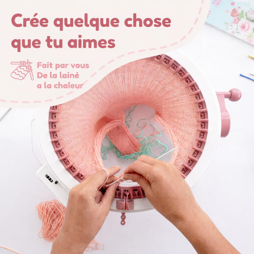 Tiny Thinkers Machine à Tricoter Sentro XL, Tricotin Circulaire 48 Aiguilles, Jusqu’à 10x Plus Rapide que le Tricot Manuel, Kit Complet avec Laine, Accessoires & E-Book, Pour Débutants & Confirmés