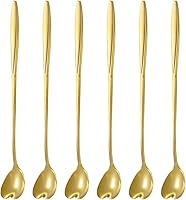 Vista 1 de NMQLX Juego de cucharas de postre, 6-16 cucharas de acero inoxidable con forma de flor de 7 pulgadas, cuchara de frutas para helado para el hogar