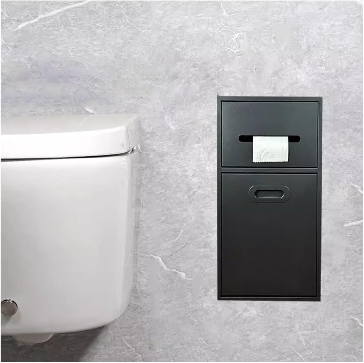 Duschablage aus Edelstahl, wasserdicht, zur Wandmontage, hochwertige Duschablage aus Edelstahl, schwarze Duschablage, platzsparende Toilettenpapierablage (50 x 30 x 14 cm) – ideal für modern