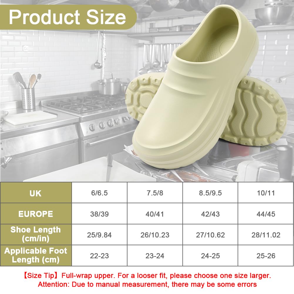 DiULi Chaussures de Cuisine Homme Femme, Sabots EVA Imperméables Antidérapants, Semelle Épaisse de 4 cm pour Chefs Infirmiers Jardinage