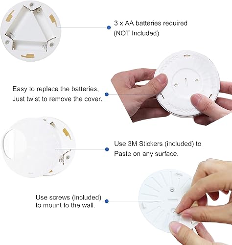 Miniatura 3 de happetite Luces LED de disco con control remoto inalámbrico y temporizador automático, funciona con pilas, luces regulables debajo del gabinete para