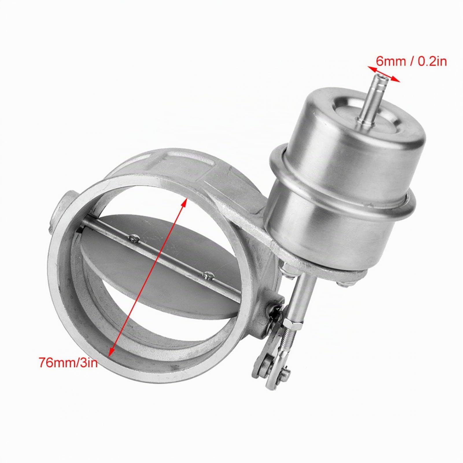 Soupape de commande d'échappement, soupape à vide, actionneur de commande d'échappement de soupape à vide de 3 pouces 76 mm Tk-cut76-op adapté pour 2005 en acier inoxydable 304 argent