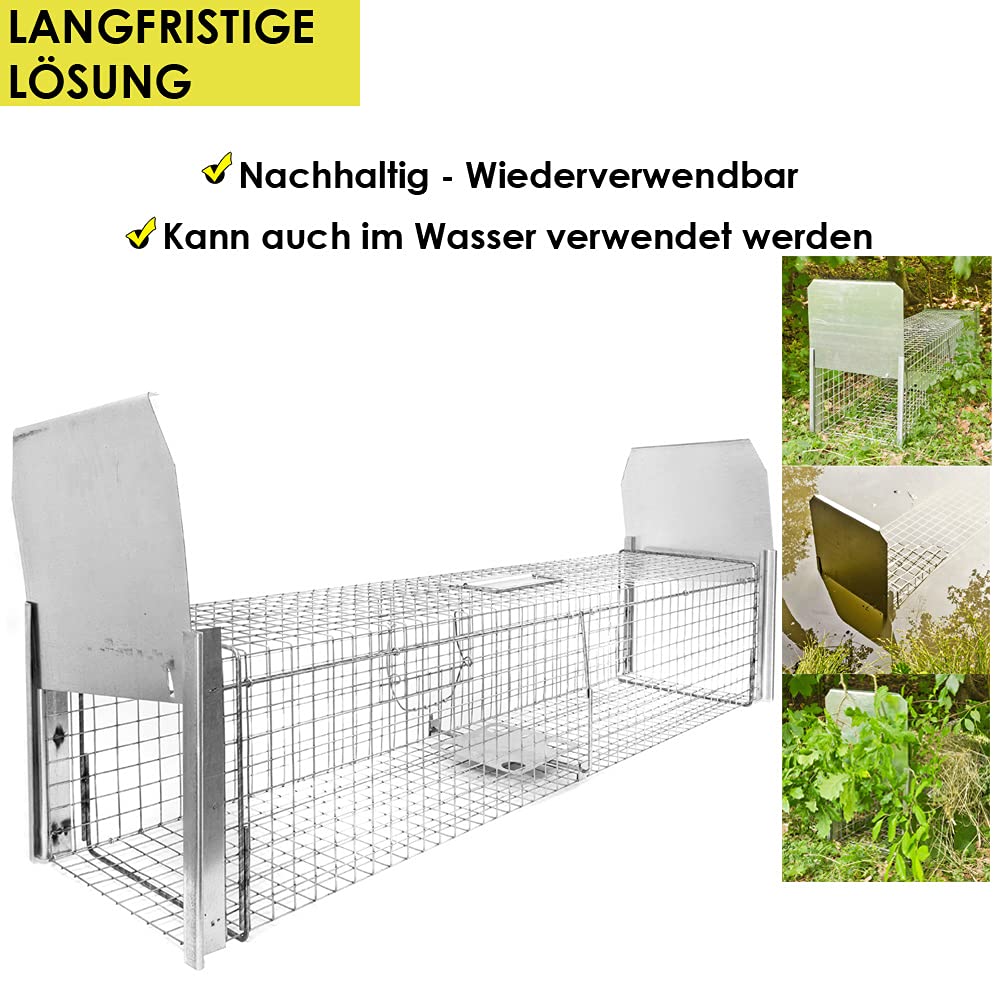 Gabbia Trappola per Animali Talpa Ratto Mouse Topo Nutria 120x 26 x 26 cm Petigi