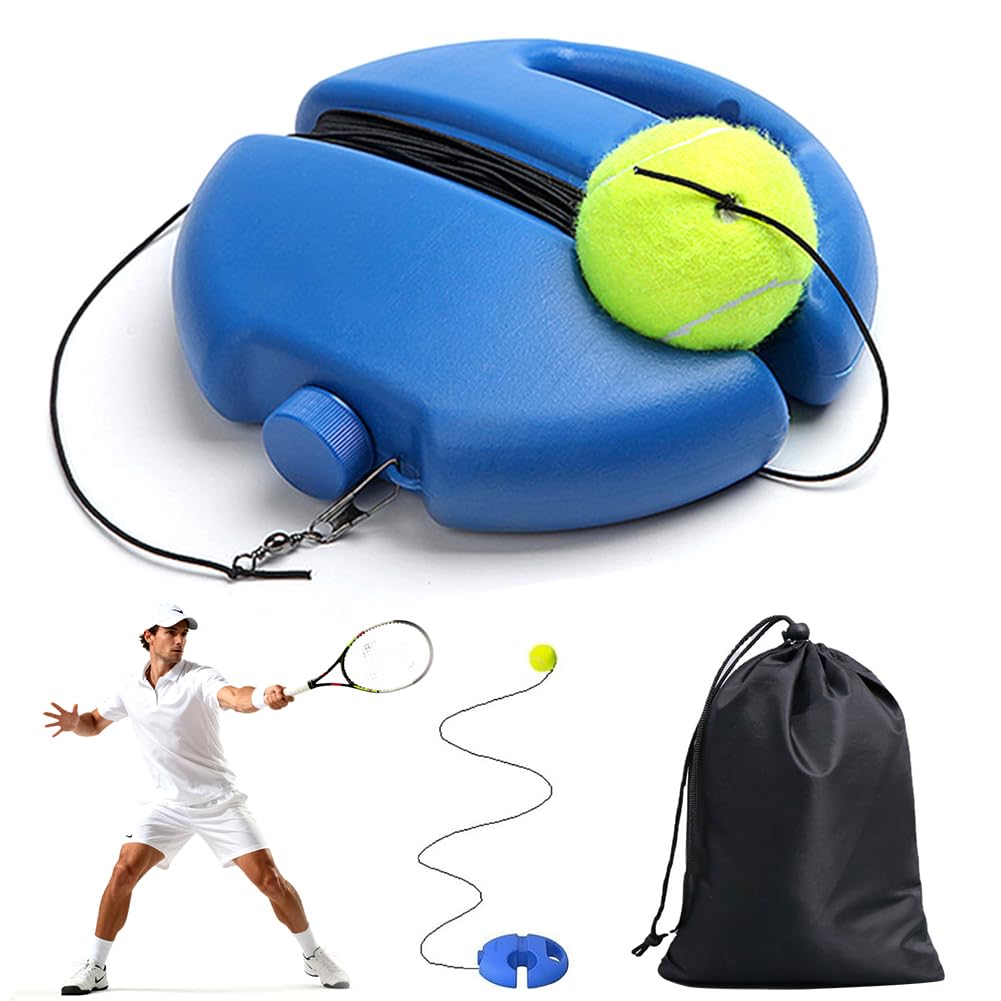 FARYODI Juego de entrenamiento de tenis, base de entrenamiento de tenis con 2 pelotas de tenis, equipo de tenis para niños y adultos en el jardín, parque al aire libre