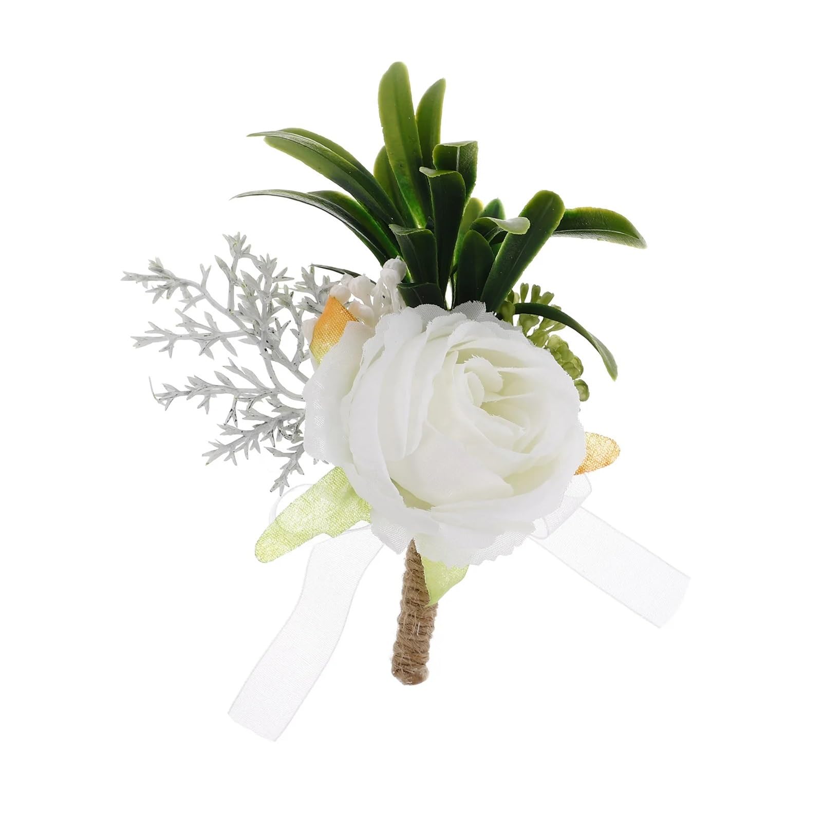 Hzomif Boho Artificial Flower Wedding Corsage 4pcs Men Groom Boutonniere Artificial Flower Pin Elegant Simulated Flower Wedding Accessories Wedding Party Decoration