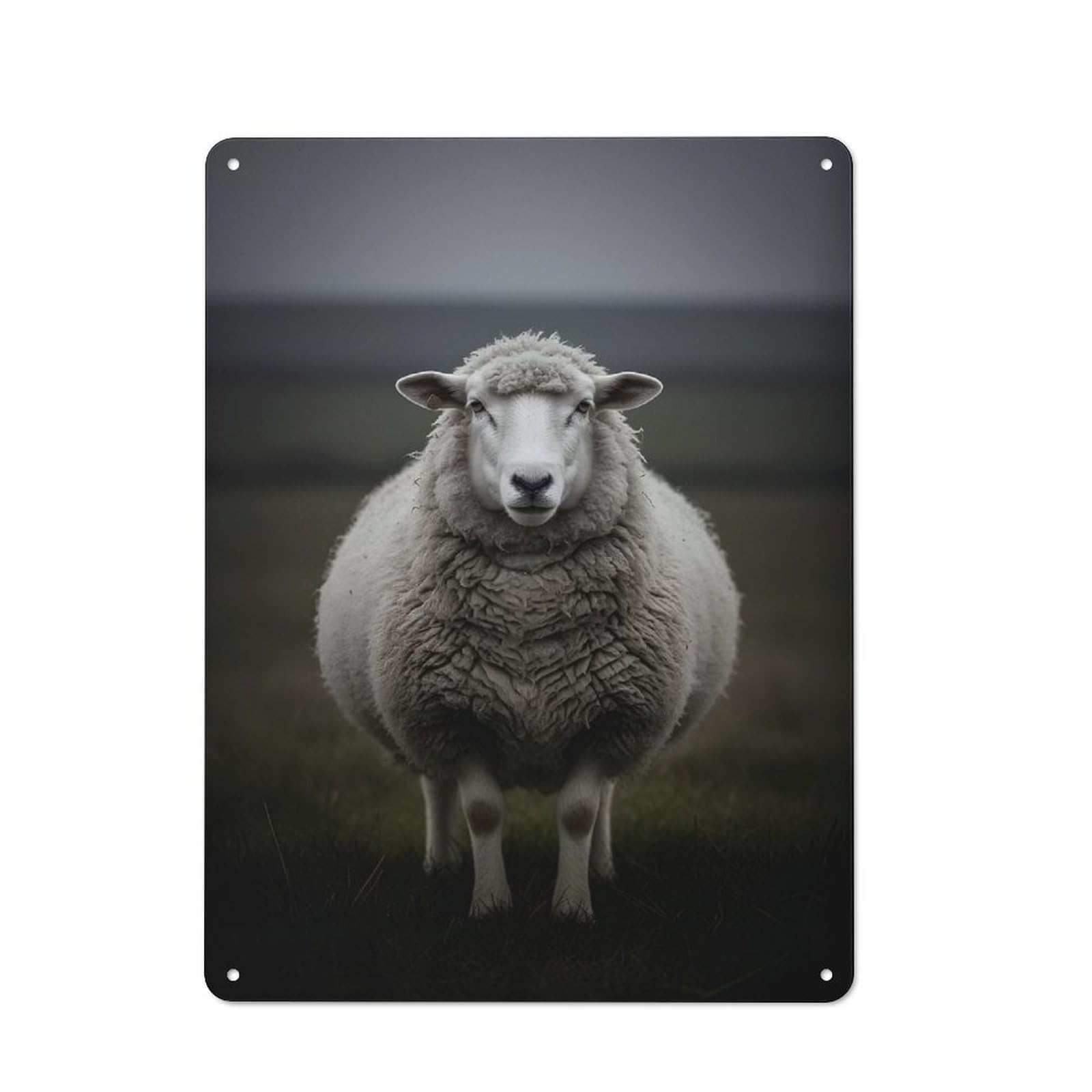 Junmoney Style-14 Sheep In A Moody Landscape Decorative Tin Sign 40X30cm, Rustic Rustic Kitchen Decor For Kitchen, Cottage, Porch Or Garden Room
