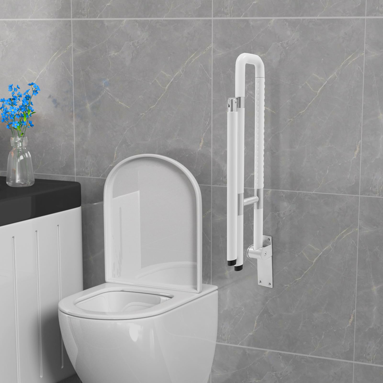 Pasamanos de seguridad para inodoros de pared, mango de seguridad, mango plegable, para baño, pasamanos antideslizante, ayuda para levantarse para personas mayores, discapacitados, embarazadas, hasta