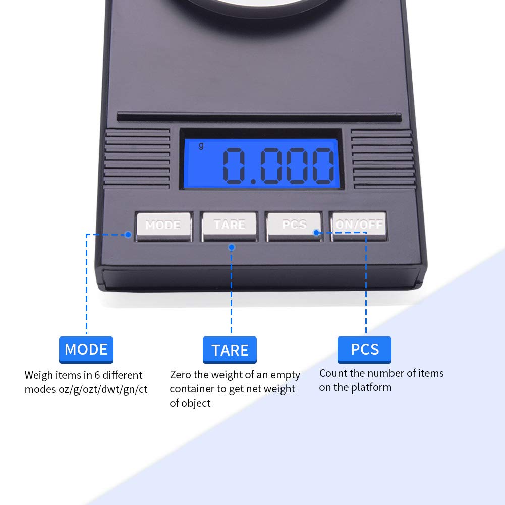 Fuzion Digital Milligram Scale 50g/ 0.001g, Portable Jewelry Scale with