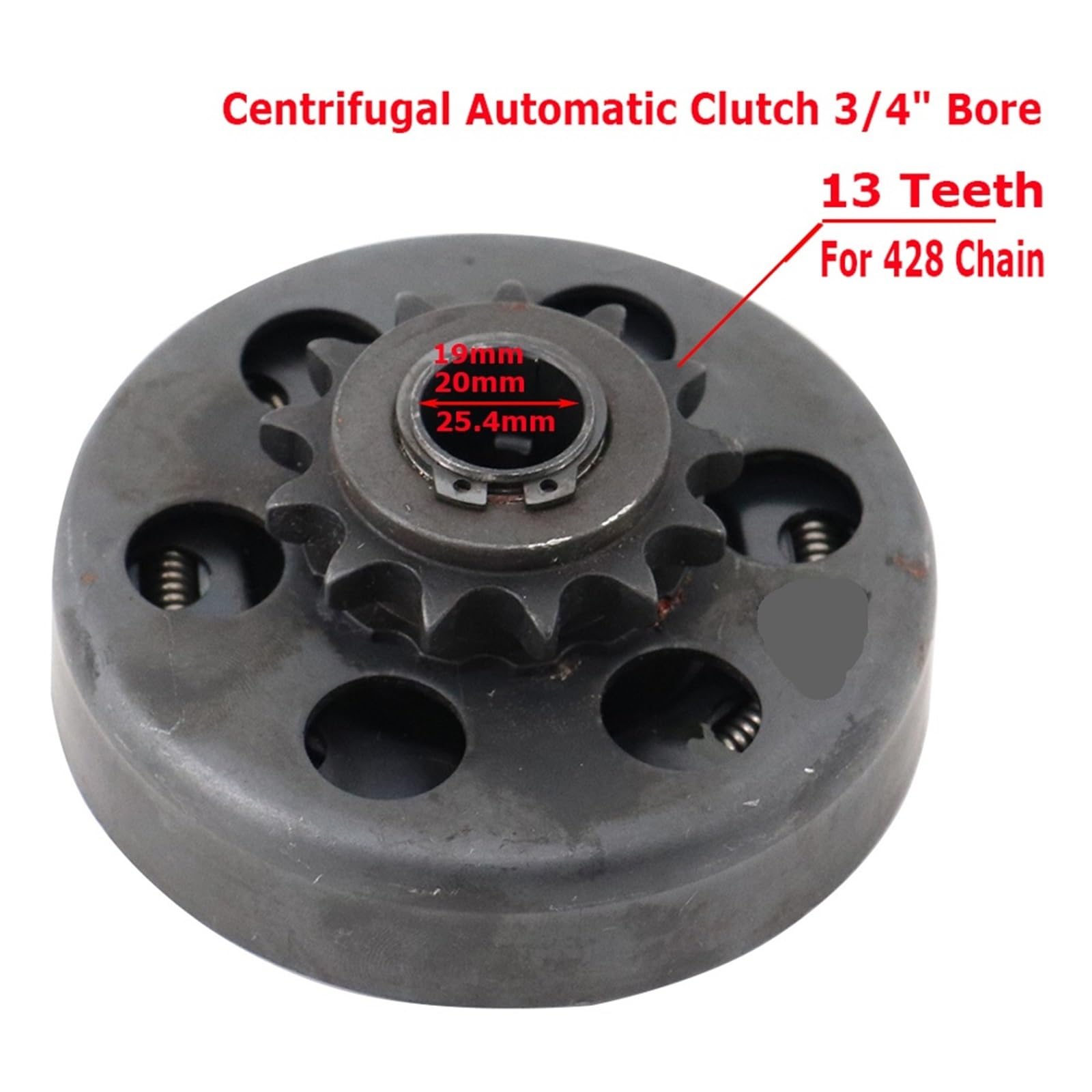 Embrague Primario Drive Centrífugo automático de 3/4" diámetro para cadena 428 19 mm, 20 y 25,4, 13 dientes para karts, minimotos Conjunto Embrague Drive(13T 20mm)