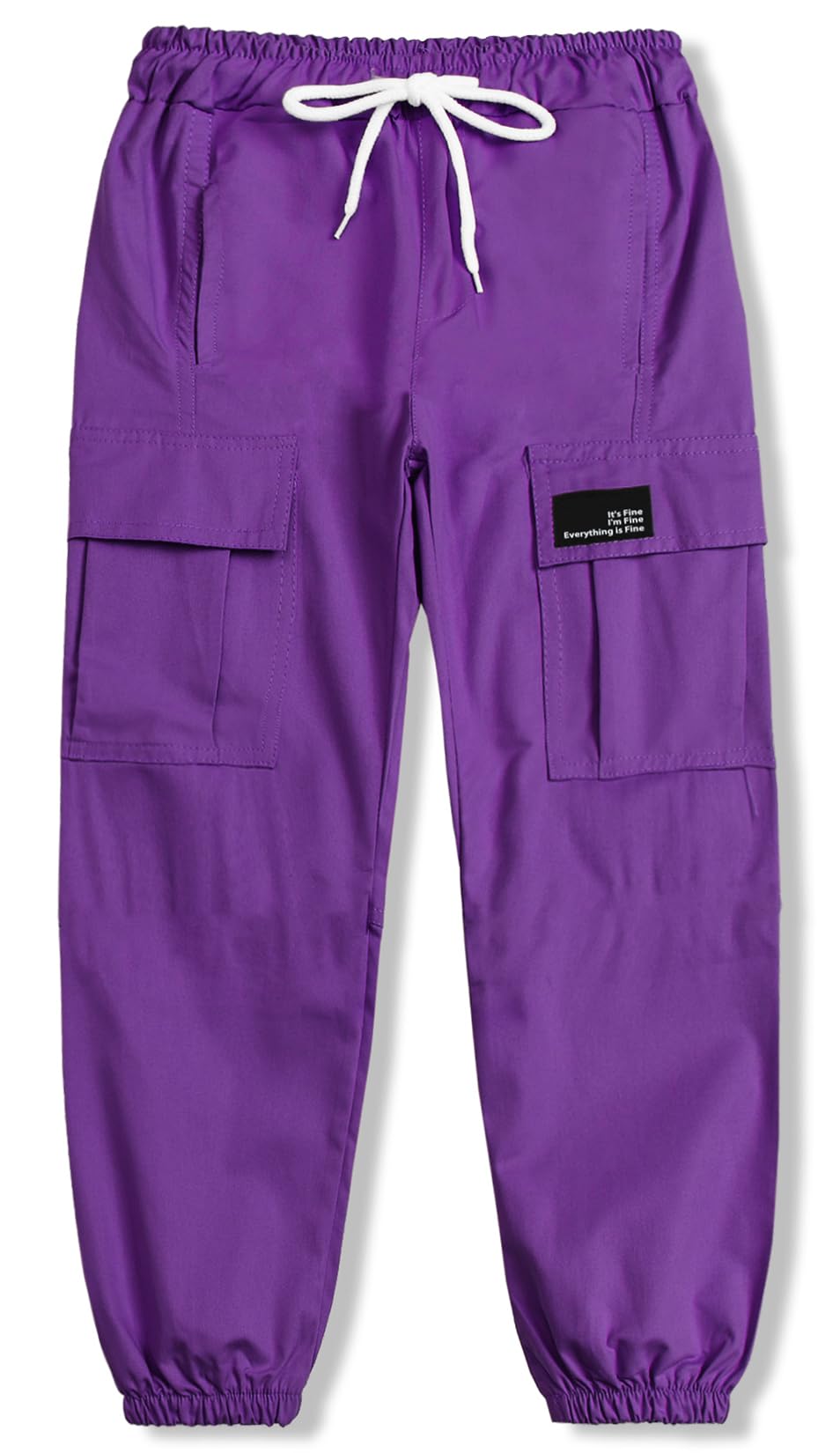 Cromoncent Girls&amp;Womens Cargo Pants Elastic Waist Lightweight Outdoor Jogger Pants, 6 Years - XX-Large