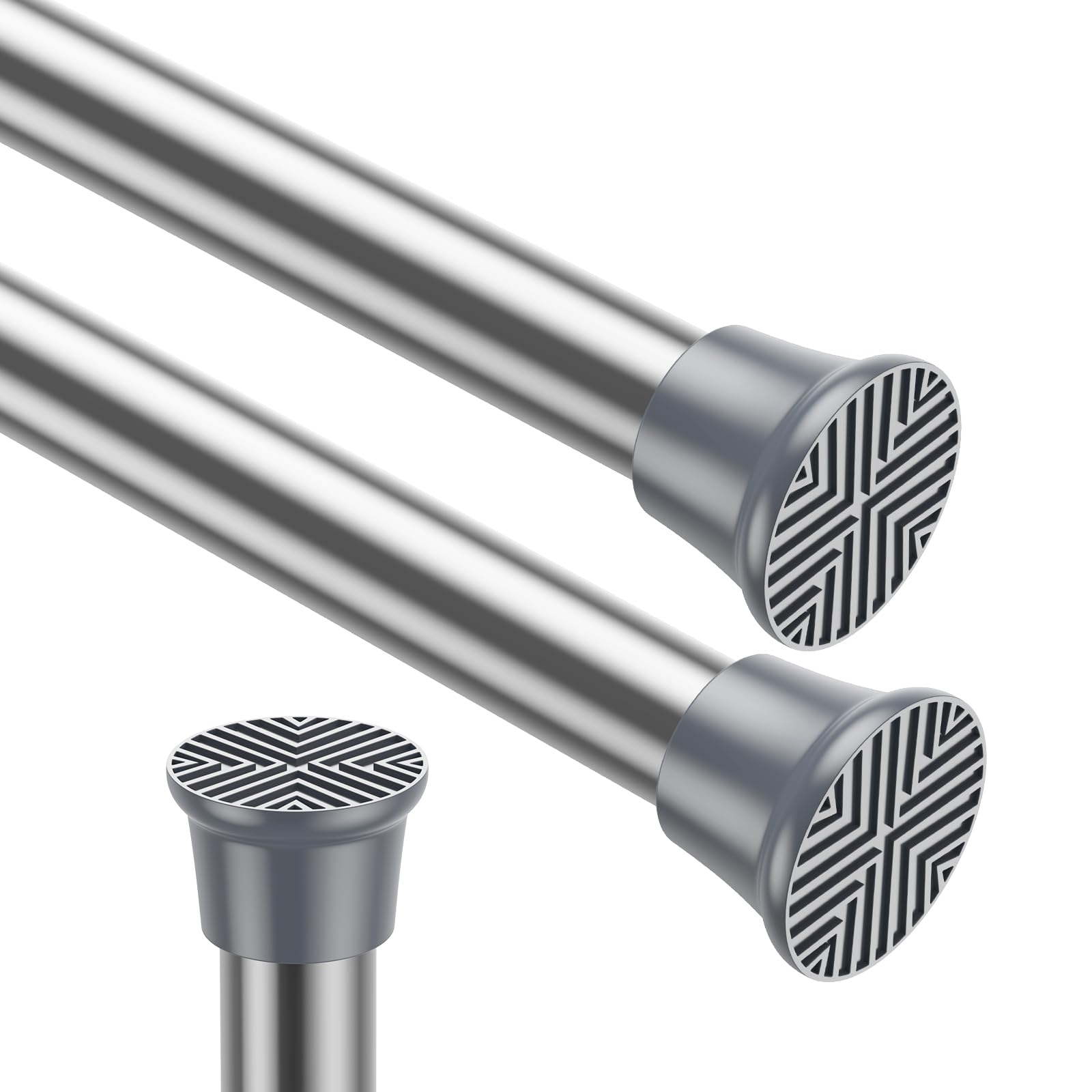 Petite tringle de tension réglable argentée 39-98 cm pour rideau de fenêtre sans perçage x2