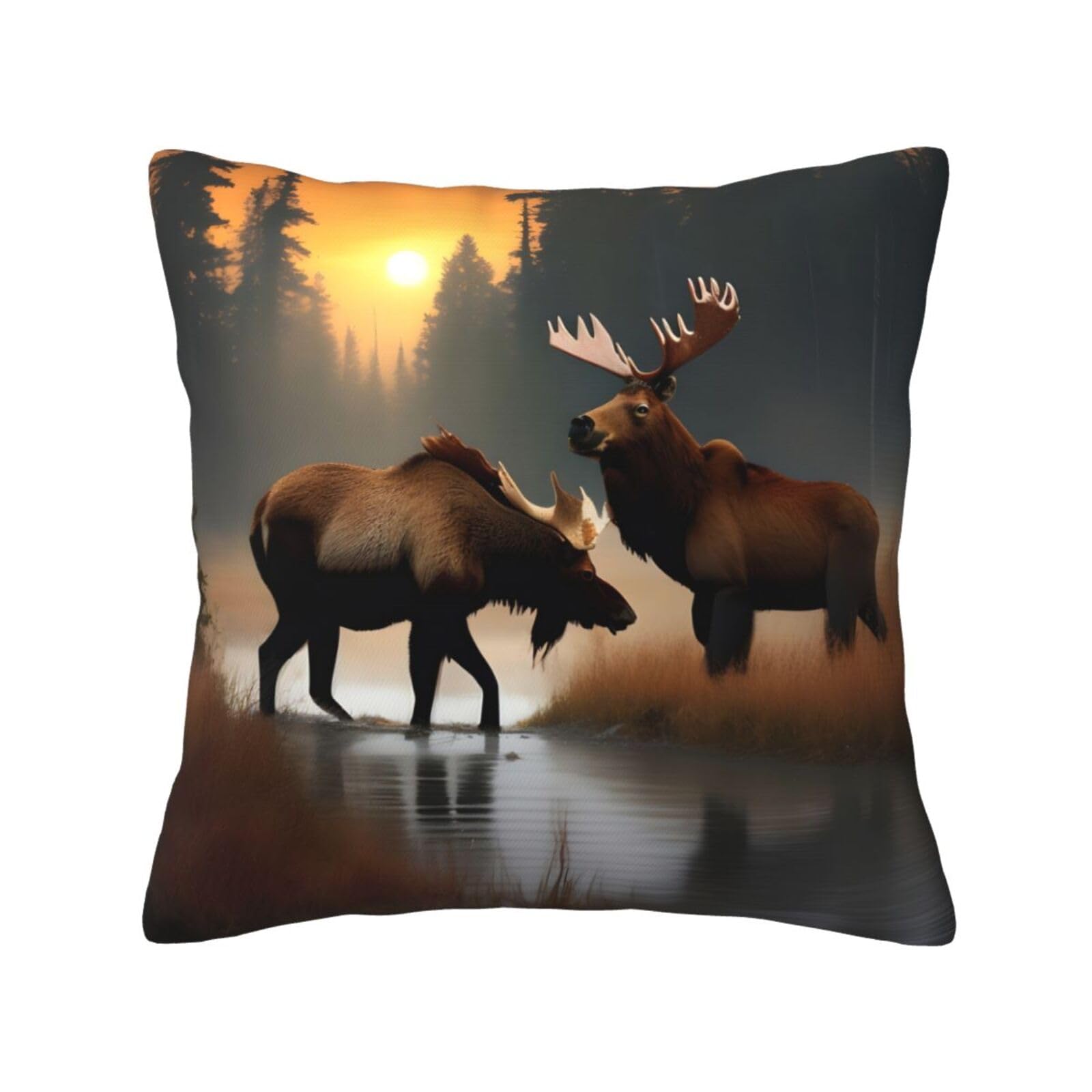 Bären-Hirsch Kissenbezug 2er-Set – 45,7 X 45,7 Cm, Baumwolle, Rustikales Design Für Sofa & Wohnzimmer