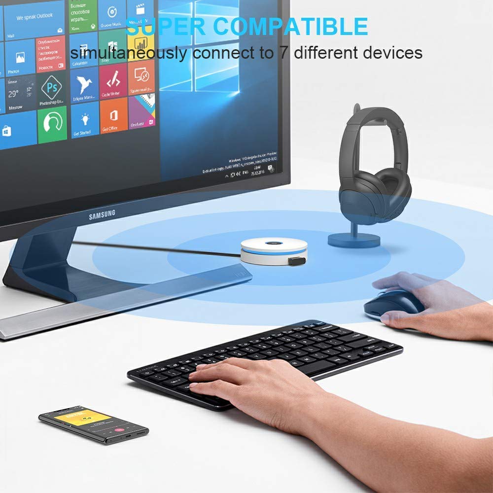 1Mii Miilink Bluetooth Adapter for PC, Bluetooth USB Dongle 5.0 + EDR