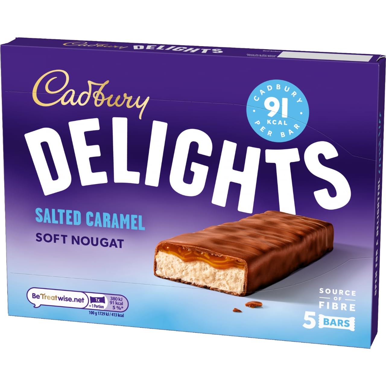 Cadbury Delights 5 Soft Nougat Salted Caramel Bars