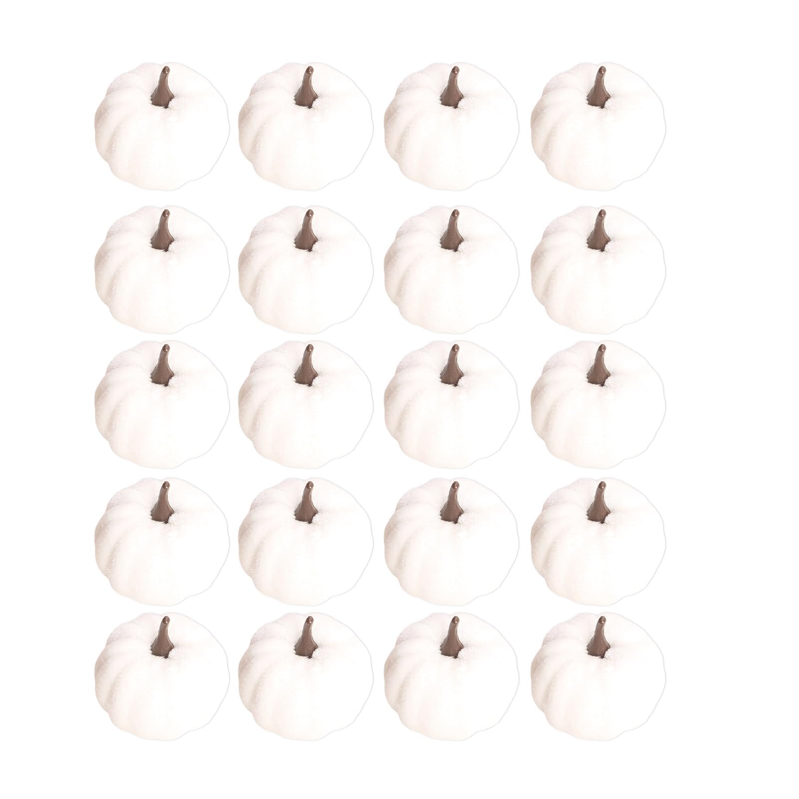 pidodou 20PCS Velvet Pumpkin Decorative Ornaments, Multi-Color Artificial Fall Harvest Decor for Mantel Table Shelf, Farmhouse Table Centerpiece for Thanksgiving Halloween Decor White
