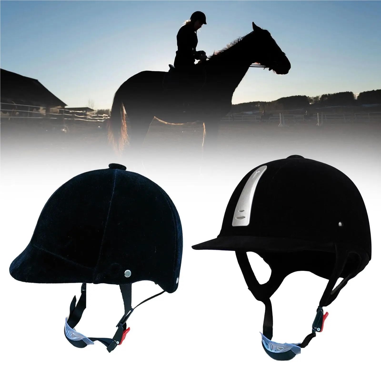 Cap Equitazione Casco da equitazione, berretto, attrezzatura protettiva, cappello for sport all'aria aperta, regolabile, leggero, equipaggiamento per Esterni