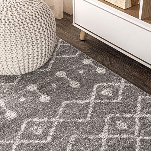 Image of JONATHAN Y Aksil Moroccan Beni Souk Gray /Cream Runner Rug, 2x8, Bohemian, Scandinavian, Easy-Cleaning for Living Room, Bedroom, Kitchen, Pet Friendly, Non-Shedding (MOH208C-28)