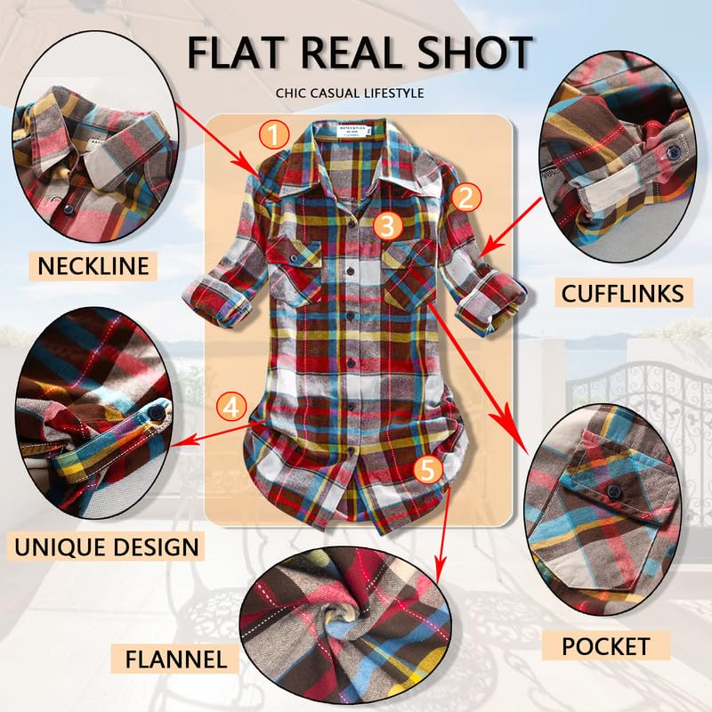 Image of Match Women's Long Sleeve Plaid Flannel Shirt #2021