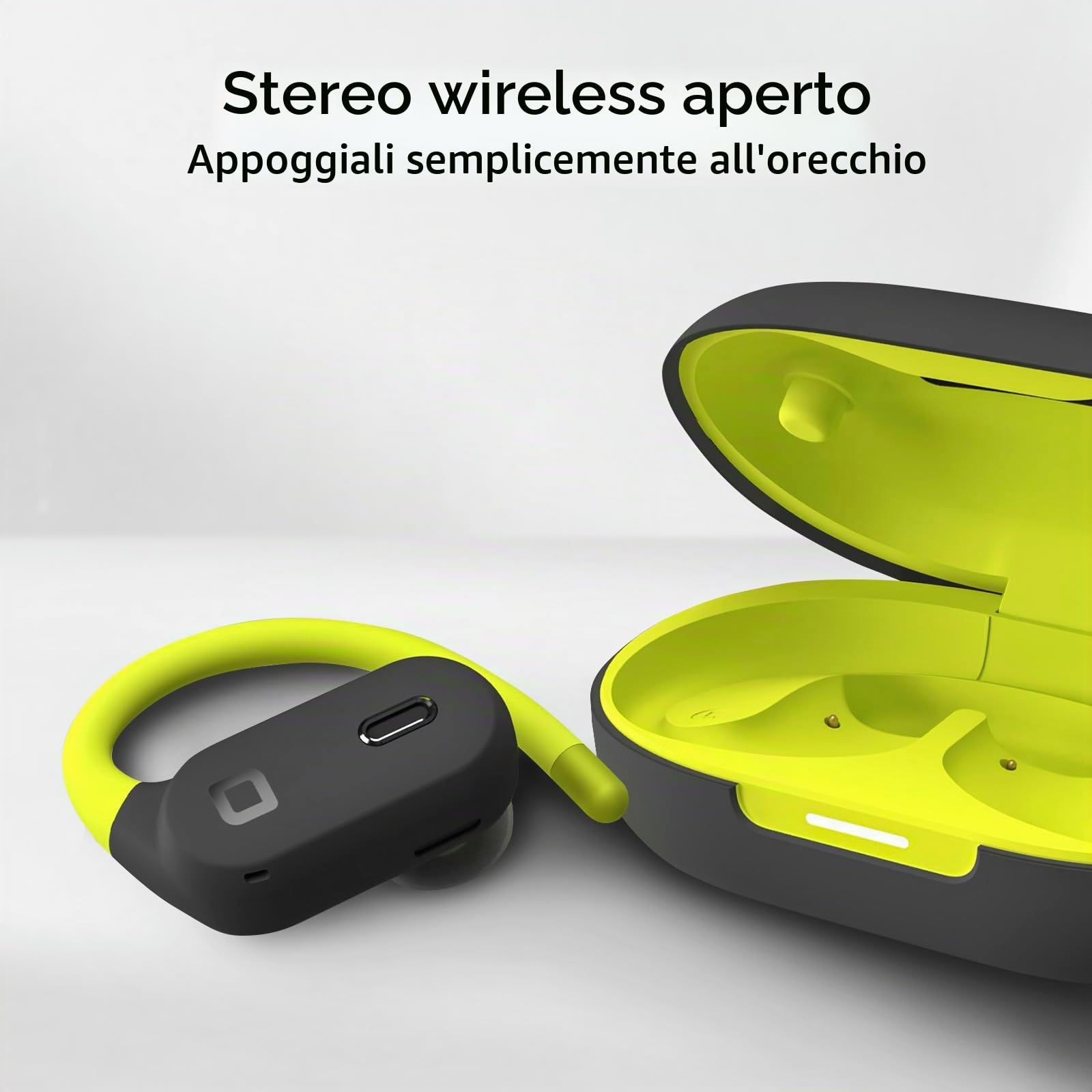 SBS Rhino Twin - Cuffie Auricolari Sport OWS True Wireless, Cancellazione del Rumore Attiva, Custodia di Ricarica, Microfono, Archetti, Controlli Touch, iPhone, Android, 7 ore con una sola carica