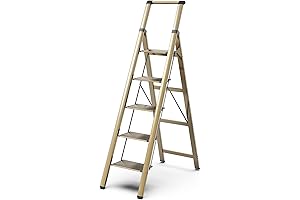 GameGem 5-Step Gold Aluminum Folding Ladder for 10 Feet High Ceiling: A...