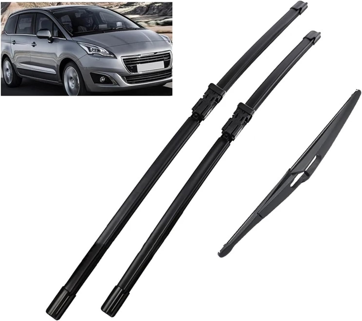 RESKIU Car Front Windshield Wiper Blade Set Replacement for Peugeot 5008 T87 2009-2016, All Season Windscreen Wipers Quiet Easy Installation
