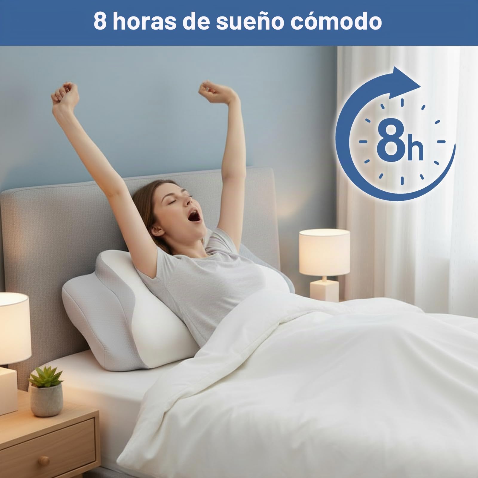 Romon Almohada Cervicales Y Cuello, Almohada Ergonómica De Espuma Viscoelástica, Almohada Ortopedica para Dormir De Lado, Boca Arriba Y Abajo