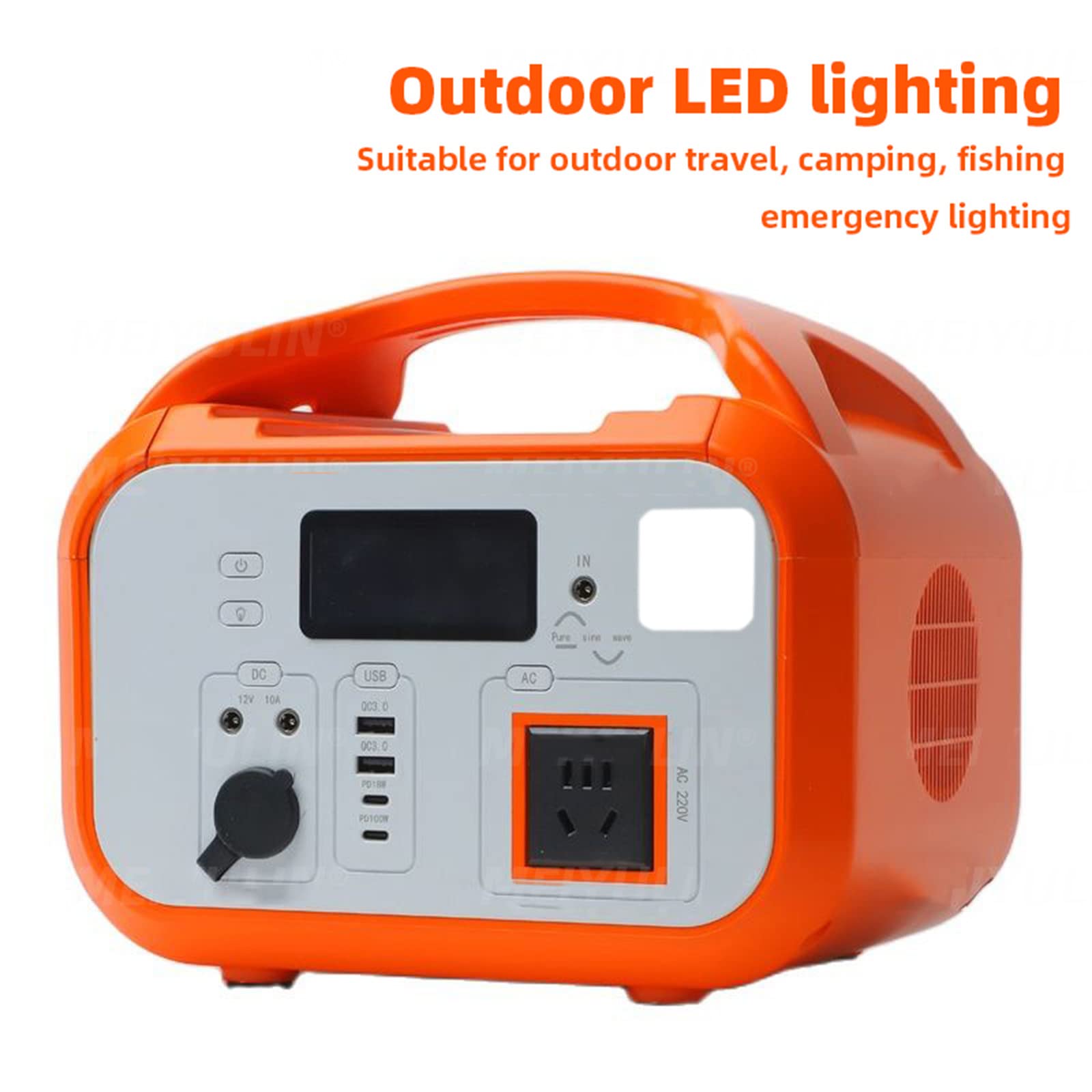 600W Centrale électrique Portable 800Wh Générateur Solaire Batterie à Onde sinusoïdale Pure 100V-240V AC DC Alimentation pour Le Camping en Plein air,Orange-800W