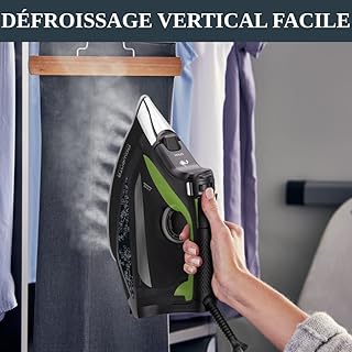 Rowenta Fer vapeur DW6330D1 Eco Intelligence, distribution optimale de la vapeur, puissance 2500 W, temps de préchauffage rapide, 1 L, noir/vert