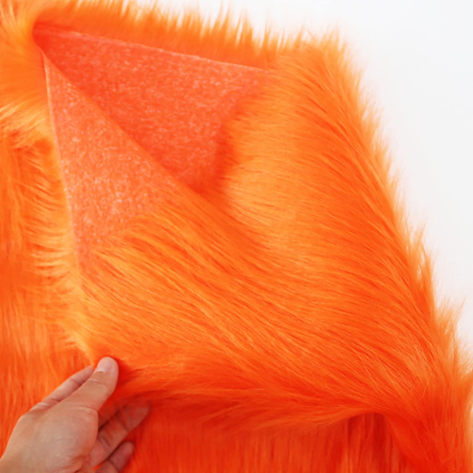 Yimihua Long pile faux fur material Faux fur fabric fluffy fabric plush fabric for Costume Fashion Rugs Props Backdrops Cosplay Chair decoration 150cm*50cm(Color:Orange)