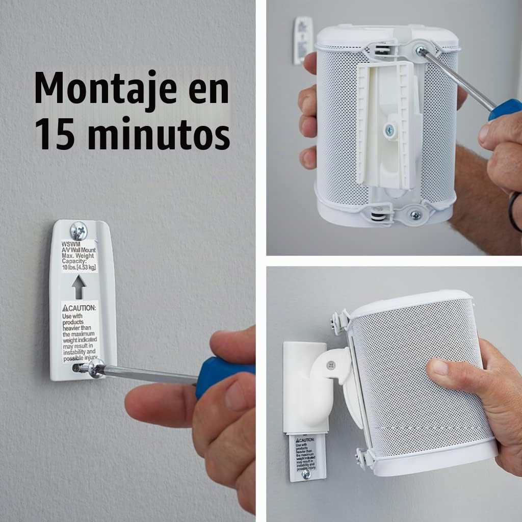 Sanus Soportes de Pared Ajustables para Altavoces diseñados para SONOS One, Play:1 & Play:3 – Par (Blanco)