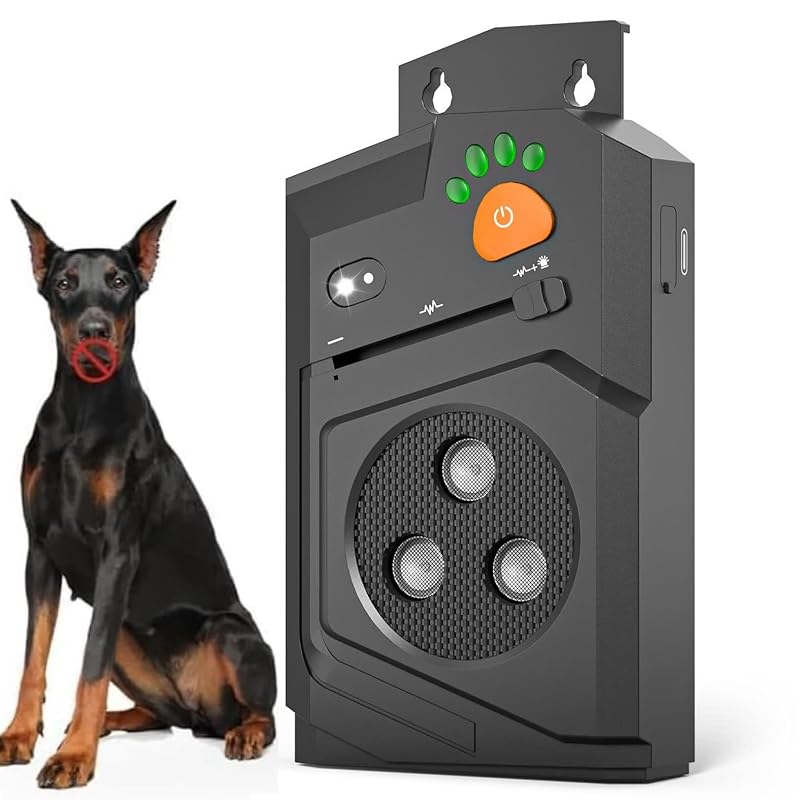 Dispositivo Antilatido Sônico Automático para Cães Honey Paws Q06 Pro com 3 Modos, IP66 e USB-C Preto
