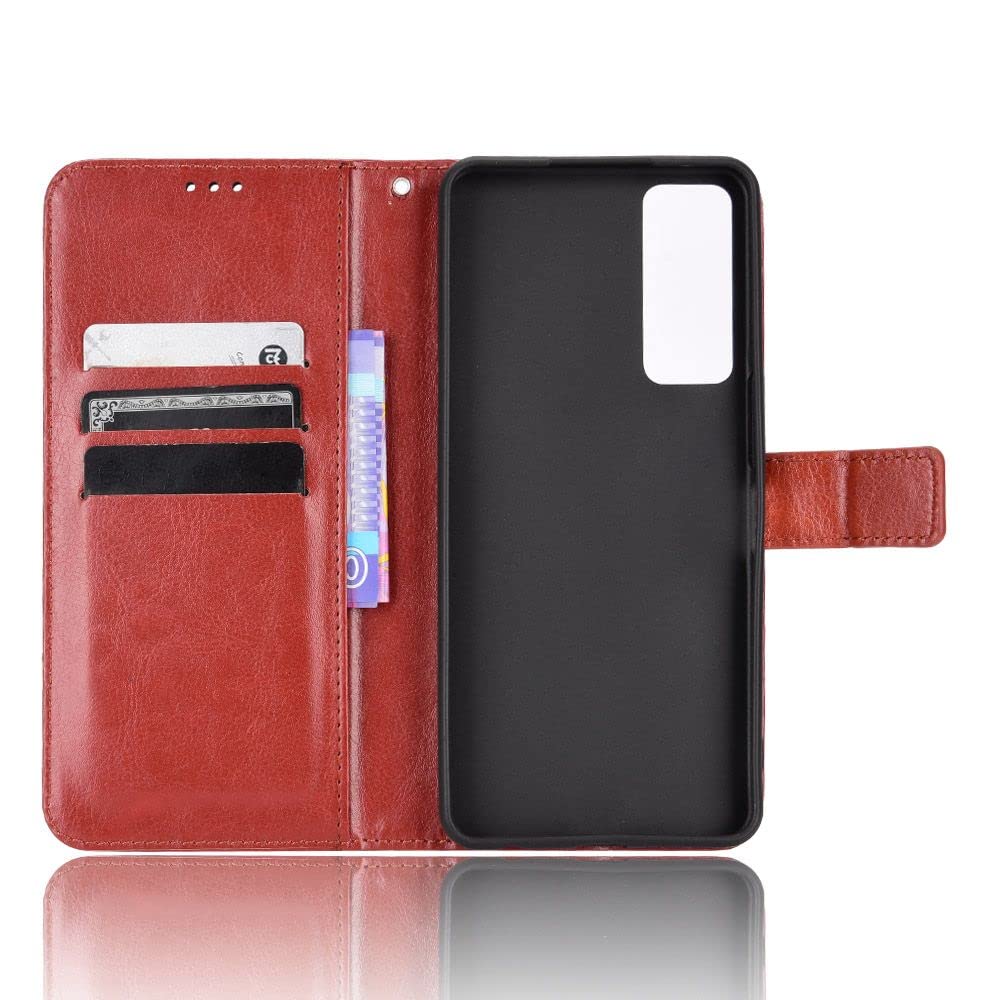 Custodia Flip in Tessuto Oxford e Pelle PU Compatibile con TCL 30, Cover Protettiva con Chiusura Magnetica e Tasche per Carte (Rosso rosa