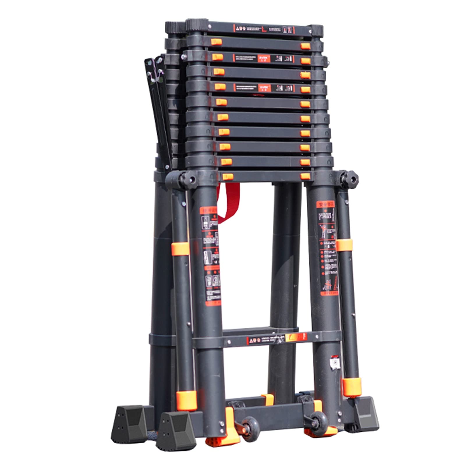 Folding ladder, Collapsible A-Frame Design 330lb Load Capacity Multi-Purpose(4.7M/15.4FT)