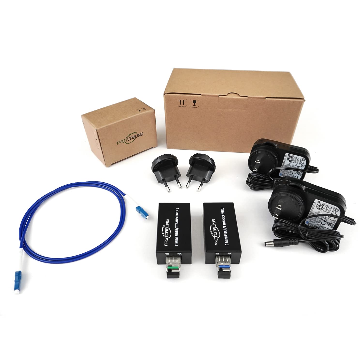 Kit convertisseur de média Gigabit fibre vers Ethernet, mode unique LC, réseau fibre optique jusqu'à 20 km, point à point, Plug & Play, kit complet, convertisseur compact, modules SFP industriels,