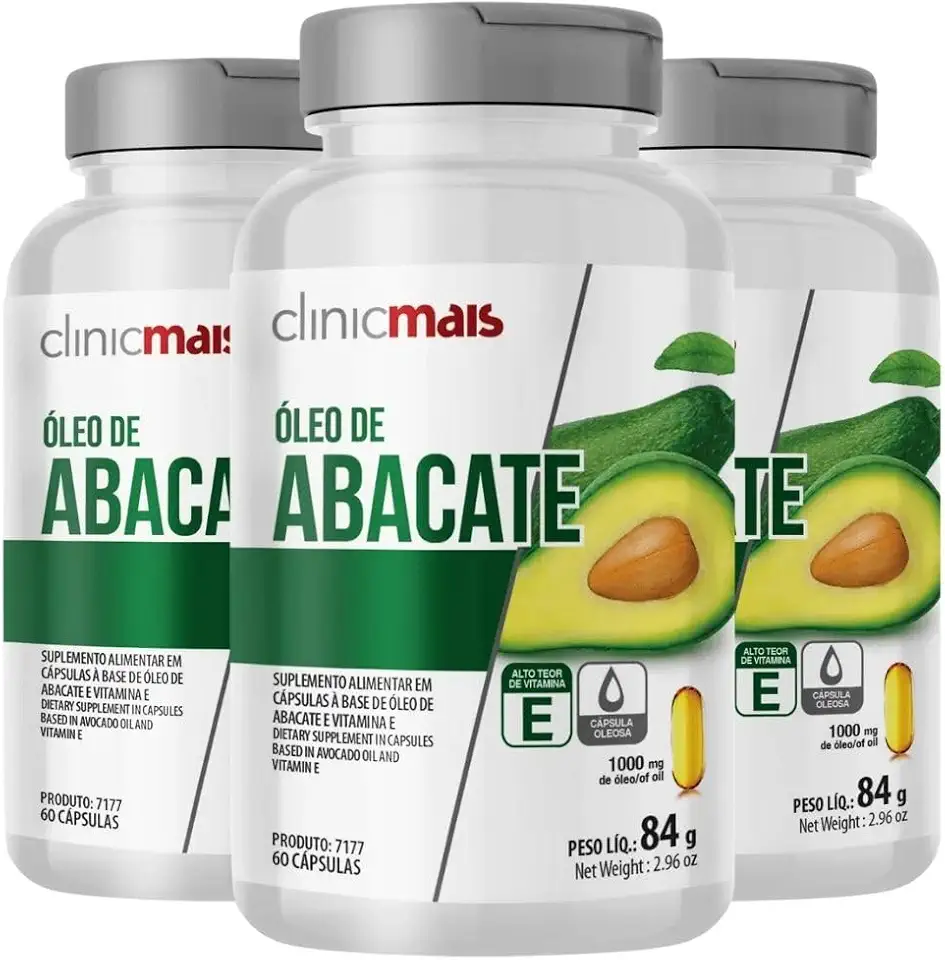 Kit 3x Óleo de Abacate com Vitamina E 1000mg 60 cápsulas - Clinicmais