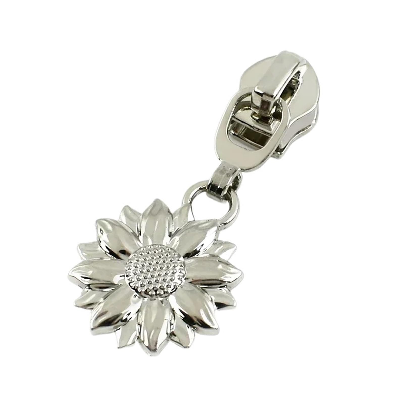 5/10/30Pcs 5# Zipper Puller for Nylon Zip Clothes Bags Decor Zips Slider Handle Sunflower Zippers Head Repair Sewing Supplies(Silver,20PcsForNylon-No5)