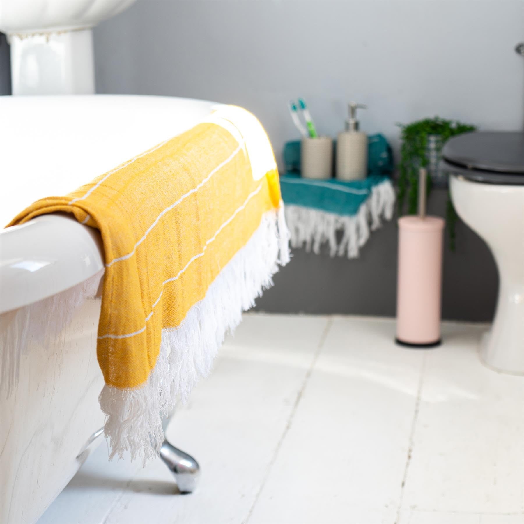Nicola Spring Serviettes de Bain en Coton Turc - Légard Peshtemal Fouta de Plage légère - 173 x 92 cm - Cantaloup/Moutarde - Pack de 4