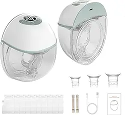 bomba de leite oculta sem as mãos(uma), Bomba de tirar leite elétrica vestível, 3 modos e 9 ajustes de marcha, design sem BPA e à prova de vazamentos, Quatro tamanhos de flange de 17 a 24 mm