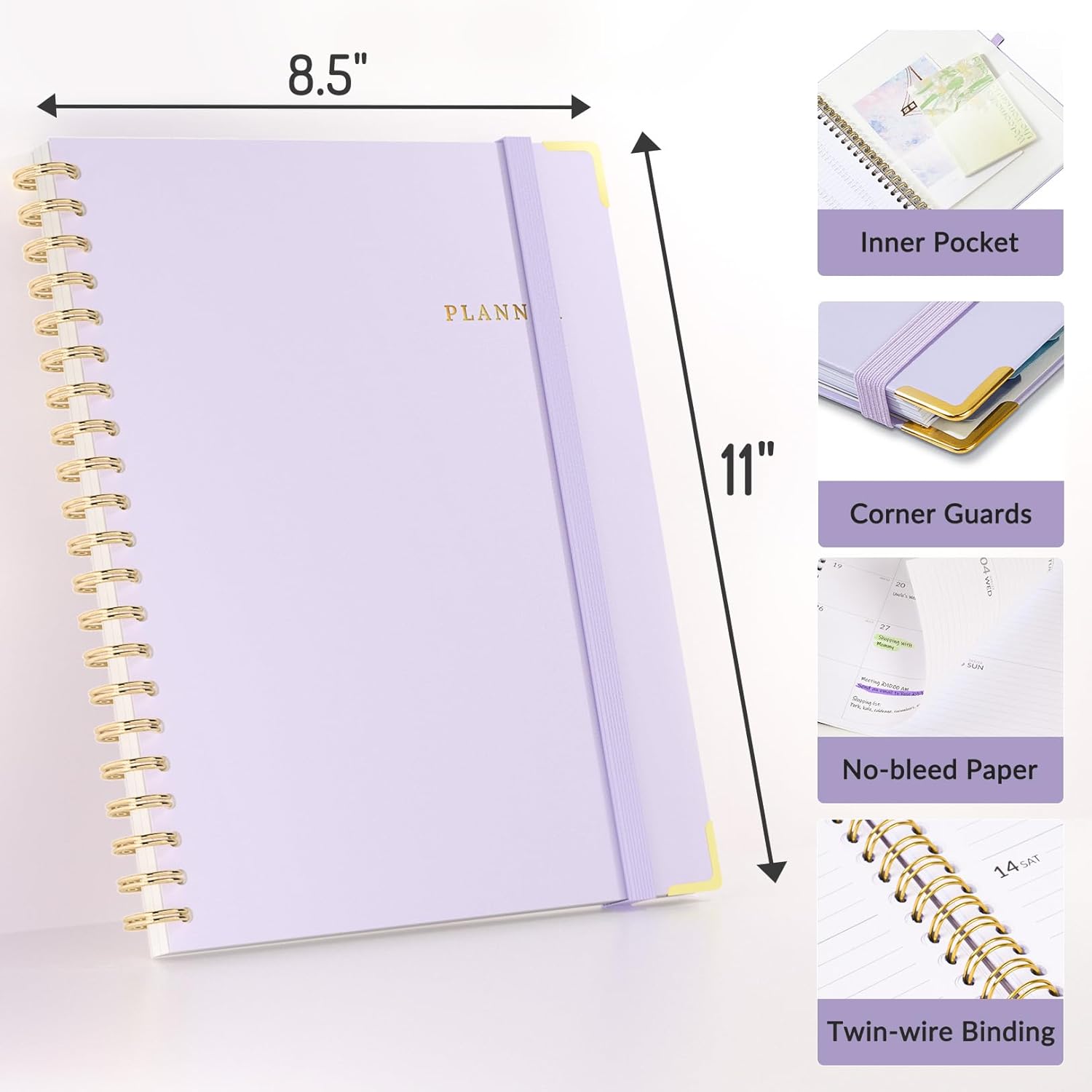 Academic Planner 2025-2026, Forvencer July 2025-June 2026 Weekly and Monthly Calendar Planner, 8.5" X 11", Hardcover Teacher School Supplies, Daily Agenda Book with Inner Pocket, Cute Office Home Notebook College Student Classroom Organizer with Tabs, A4, Green Green 8.5" x 11" image 5 of 7 B0DDXVYT52